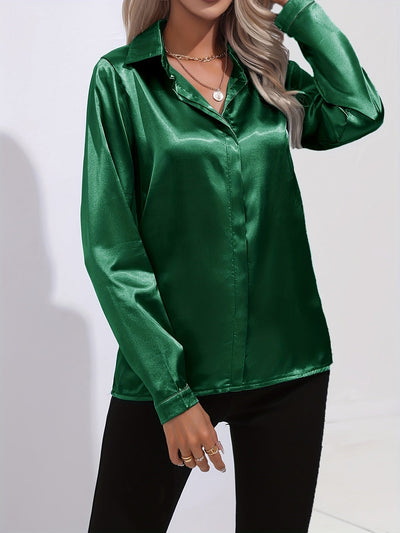 Irene | Elegantes Satin-Hemd mit langen Ärmeln für Damen