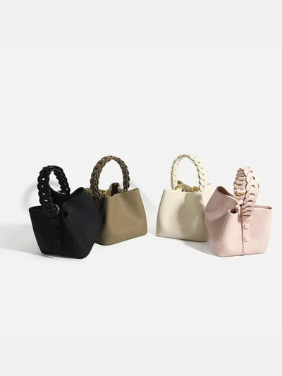 Yamina | Elegante strukturierte Handtasche mit geflochtenem Henkel