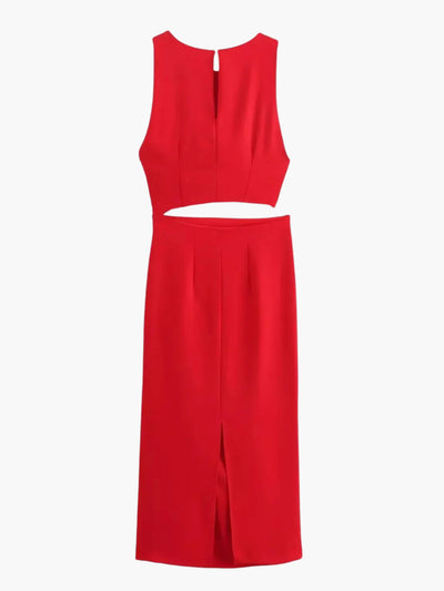 Lia | Rotes Maxi-Kleid mit Cut-Out