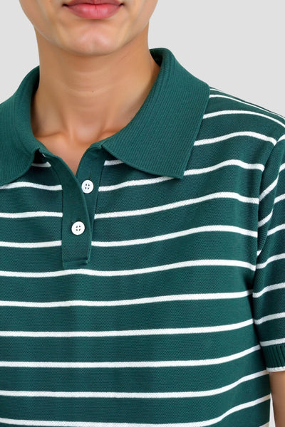 Gestreiftes Polo-Shirt in Dunkelgrün