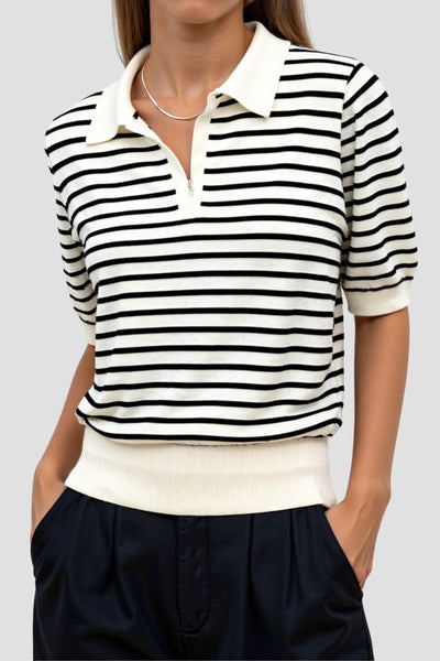 Gestreiftes Poloshirt mit kurzen Ärmeln