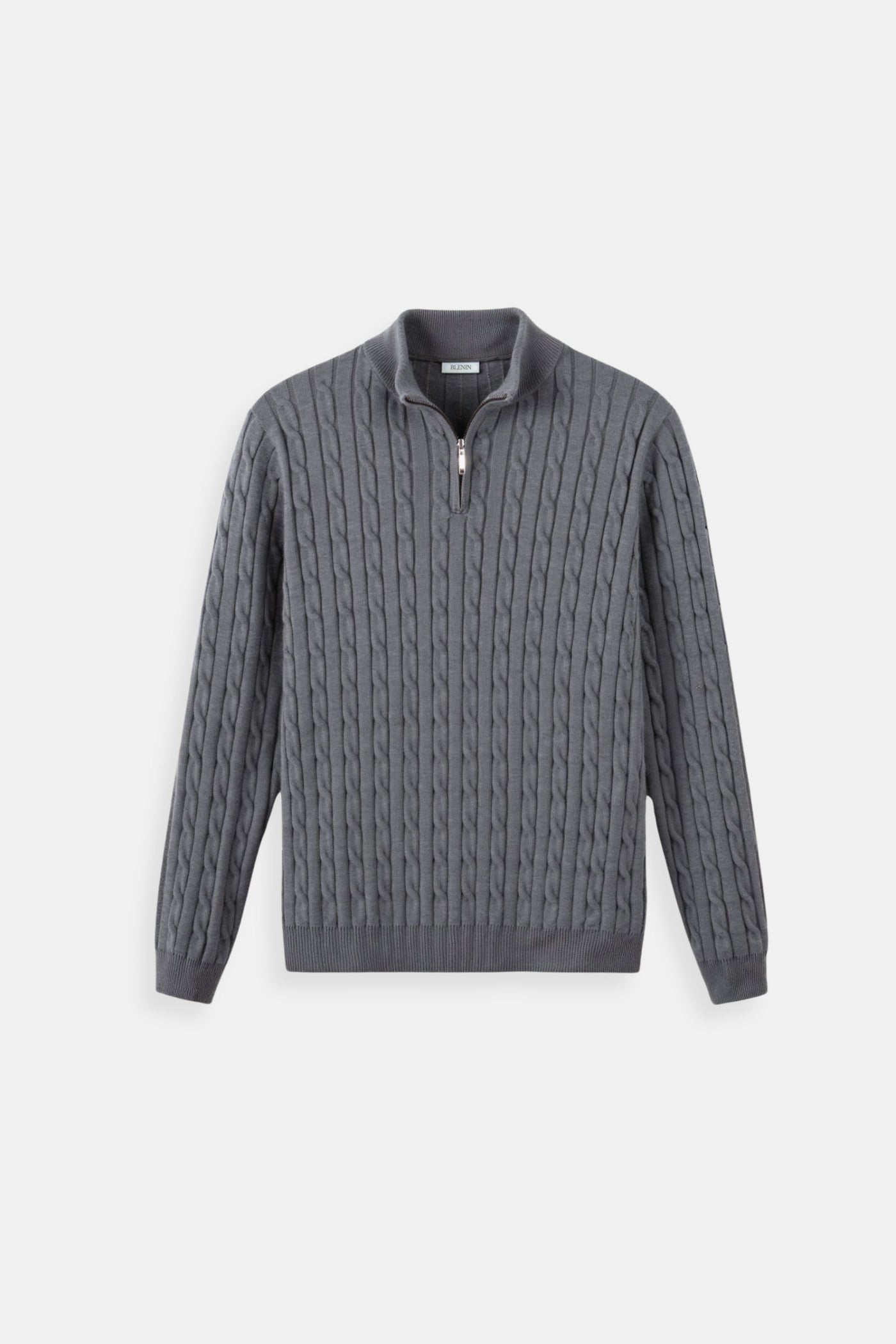 Eleganter Zopfstrickpullover mit Reißverschluss
