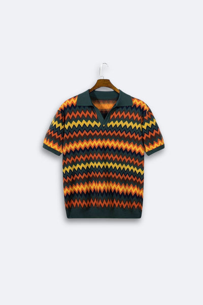 Retro-Strickpolo mit Zickzack-Muster