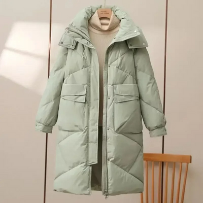 Elfriede | Stylische graue leichte Pufferjacke mit Umlegekragen für Frauen