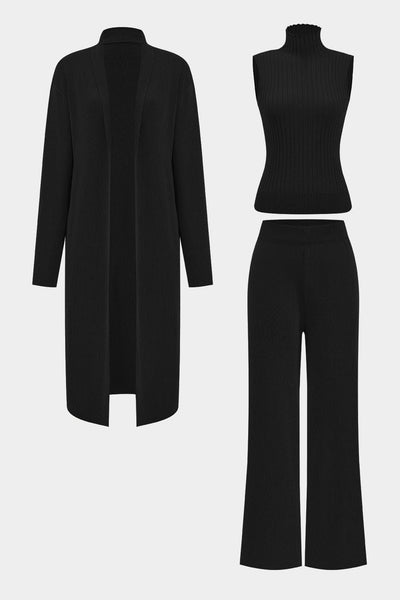 Luanne | Elegantes Dreiteiliges Set aus Geripptem Strick