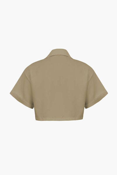 Janice | Stylisches Kurzarm Crop Shirt mit kragen