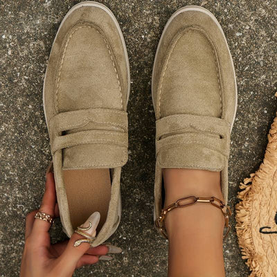 Casual Loafer in Dunkelblauer und Beiger Veloursleder-Optik