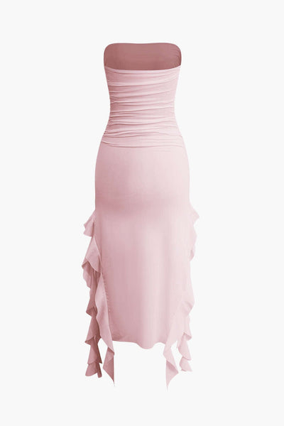 Sofia | Elegantes Bandeau-Maxikleid mit Volant-Details – Zeitlose Raffinesse