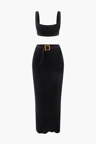 Luana | Elegantes Strick-Zweiteiler-Set mit Gürtel