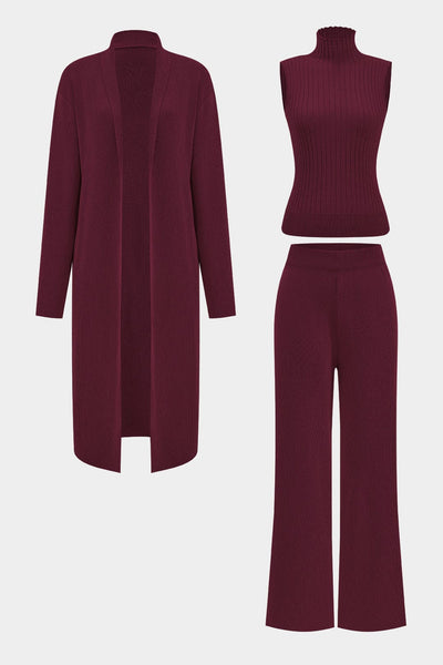 Luanne | Elegantes Dreiteiliges Set aus Geripptem Strick