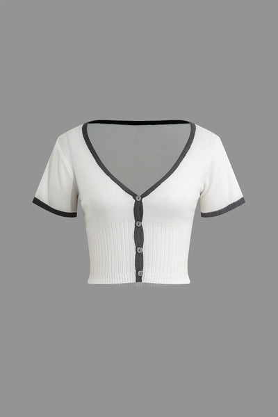 Kira | Feminines Strick-Zweiteiler-Set mit Knopf-Top & Plisseerock
