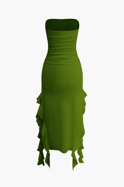 Sofia | Elegantes Bandeau-Maxikleid mit Volant-Details – Zeitlose Raffinesse