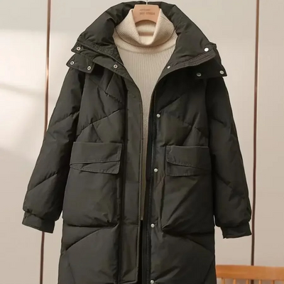 Elfriede | Stylische graue leichte Pufferjacke mit Umlegekragen für Frauen