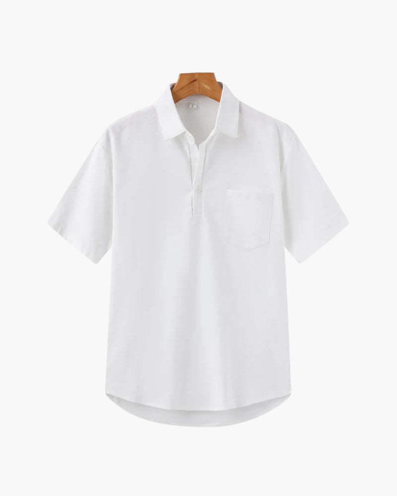 Thiago | Sommer Herren Poloshirt aus Leinen mit Brusttasche