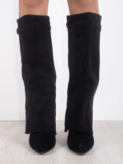 Evy | Elegante Damenstiefel aus hochwertigem Suede mit goldenen Akzenten