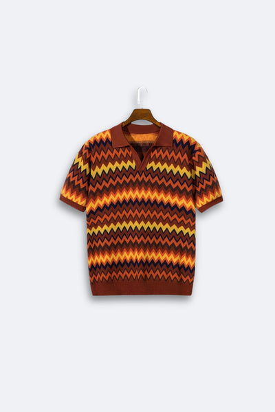 Retro-Strickpolo mit Zickzack-Muster