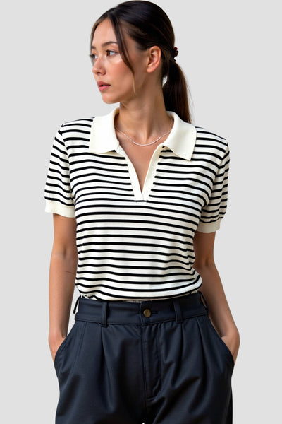 Gestreiftes Poloshirt mit kurzen Ärmeln