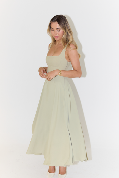 Bella | Elegantes Maxikleid A-Linie mit breiten Trägern – Schwarz, Weiß, Mintgrün