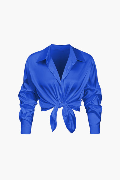 Florentine | Elegante Langarm-Bluse aus seidigem Satin