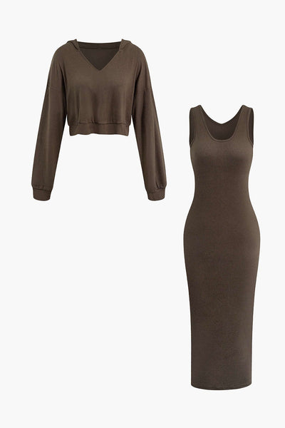 Julia | Lässiges Zweiteiler-Set mit Hoodie & Midi-Kleid