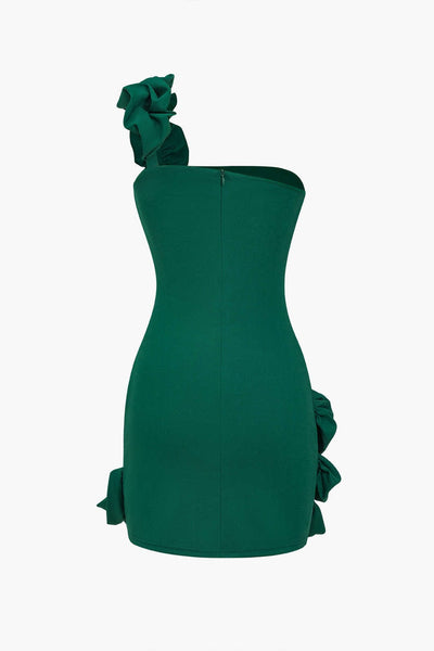 Valeria | One-Shoulder Bodycon Rüschenkleid – Elegante Raffinesse mit verspieltem Touch