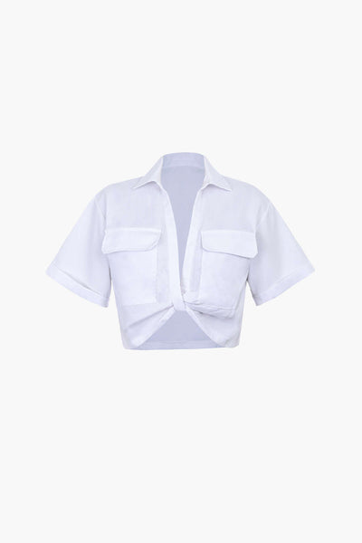 Janice | Stylisches Kurzarm Crop Shirt mit kragen