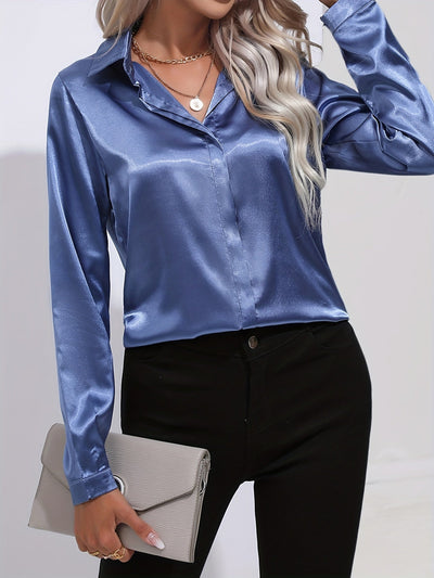 Irene | Elegantes Satin-Hemd mit langen Ärmeln für Damen