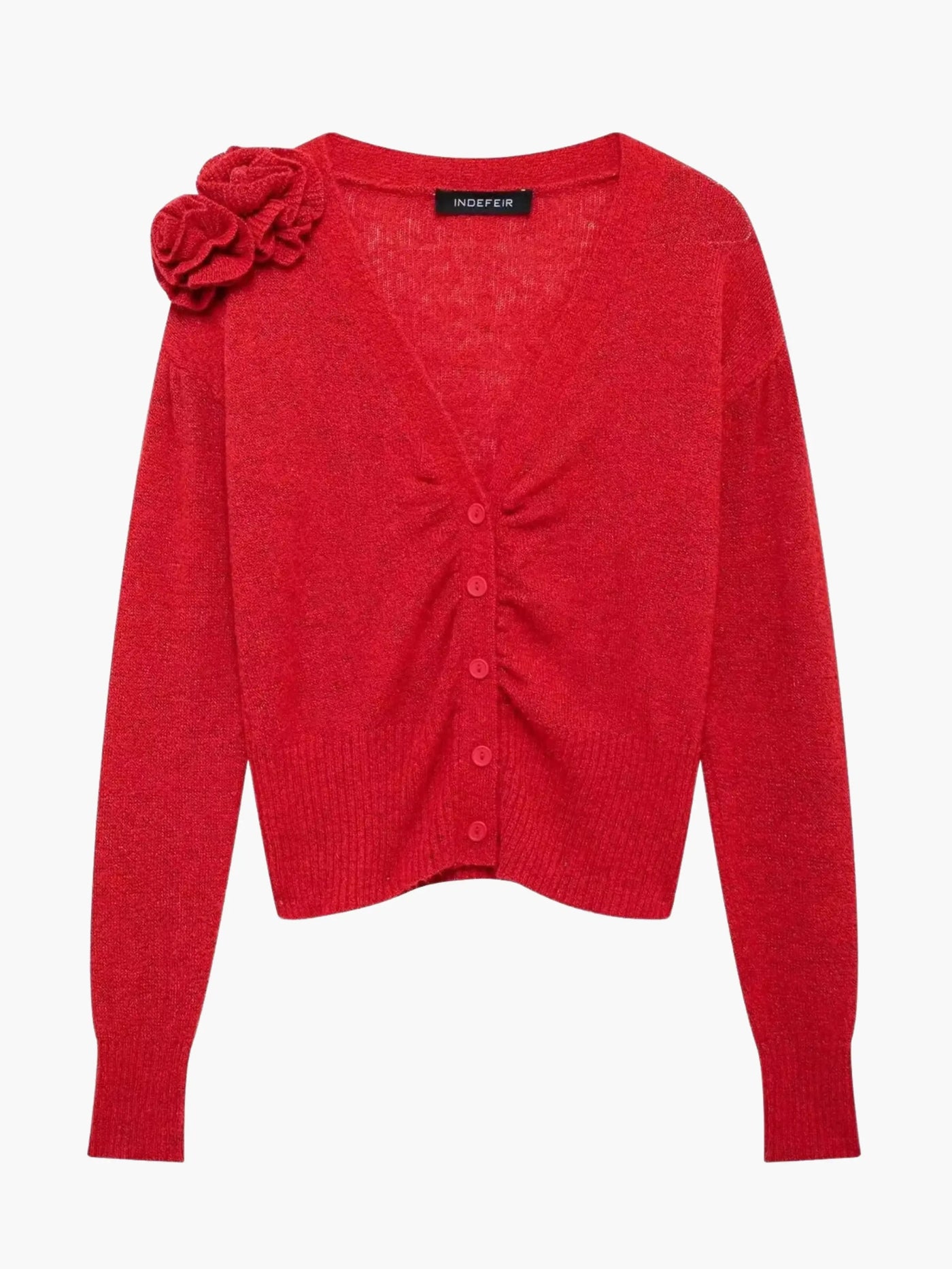 Sandra | Strickjacke mit floralen Akzenten und V-Ausschnitt