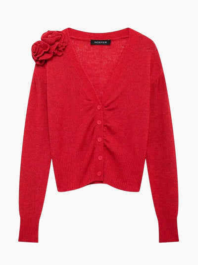 Sandra | Strickjacke mit floralen Akzenten und V-Ausschnitt