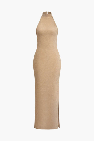 Luisa | Glitzerndes rückenfreies Neckholder-Abendkleid - glamouröse Verführung