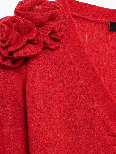 Sandra | Strickjacke mit floralen Akzenten und V-Ausschnitt