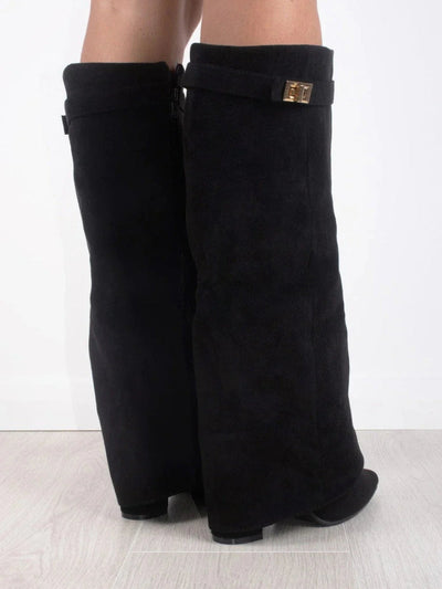 Evy | Elegante Damenstiefel aus hochwertigem Suede mit goldenen Akzenten