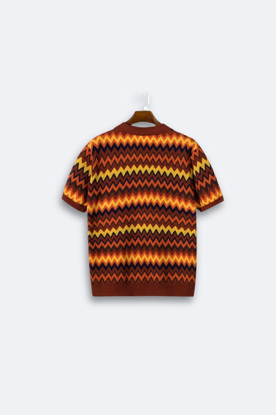 Retro-Strickpolo mit Zickzack-Muster