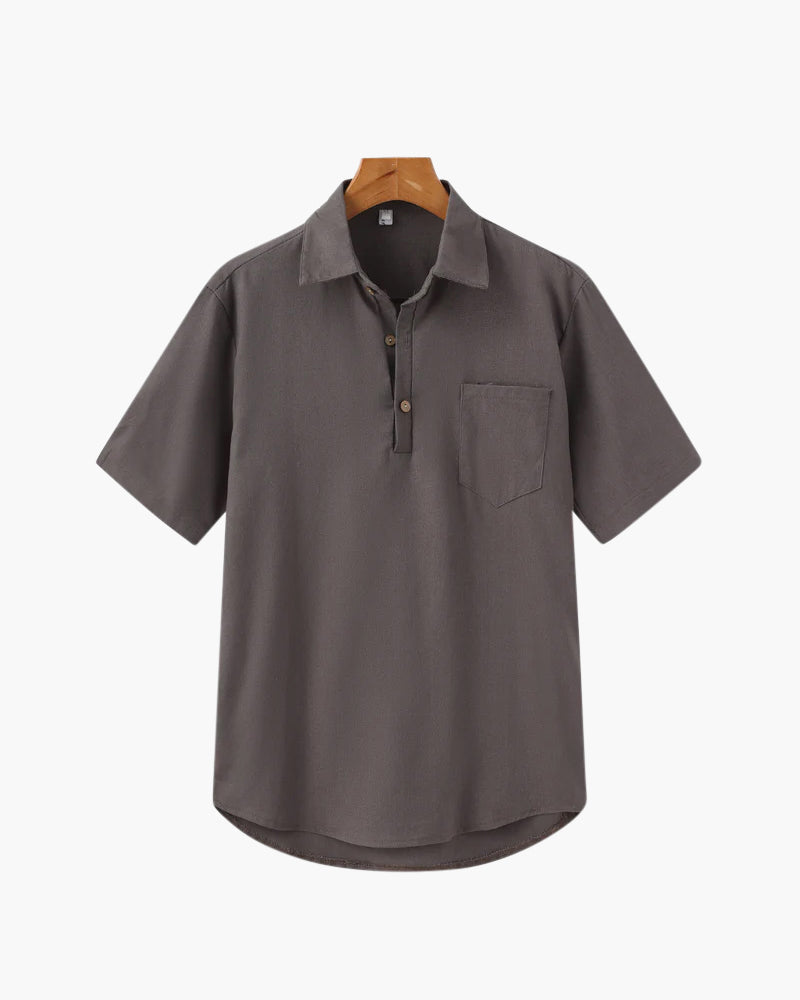 Thiago | Sommer Herren Poloshirt aus Leinen mit Brusttasche