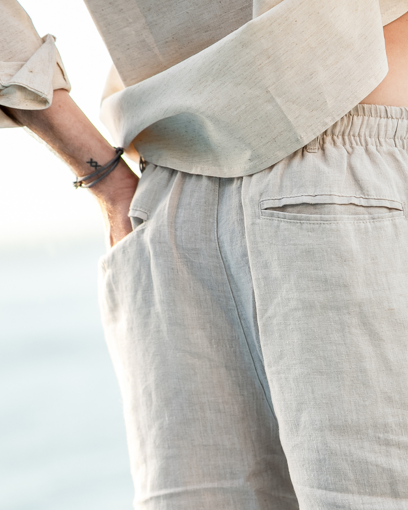 Waylon | Lightweight Herren Sommer Leinen-Shorts mit Kordelzug