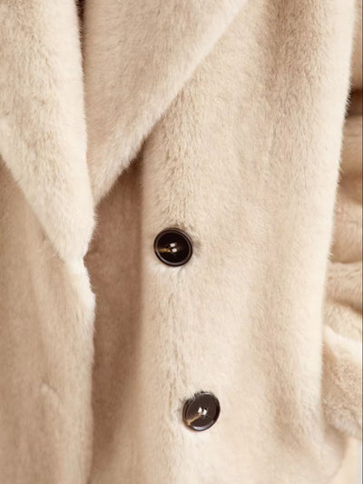 Tanja | Doppelt geöffneter beiger Wollmantel für den Winter