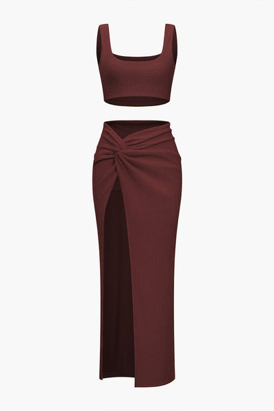 Nadine | Eleganter Twisted-Skirt-Zweiteiler mit Crop-Top