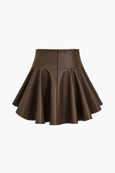 Marigold | Verspielter Kunstleder-Skaterrock mit High-Waist-Schnitt und ausgestelltem Saum