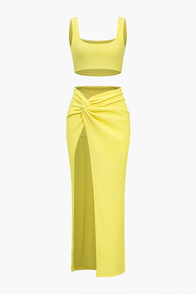Nadine | Eleganter Twisted-Skirt-Zweiteiler mit Crop-Top