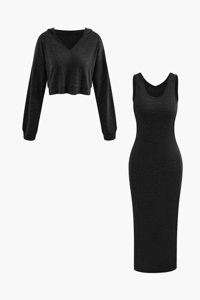 Julia | Lässiges Zweiteiler-Set mit Hoodie & Midi-Kleid