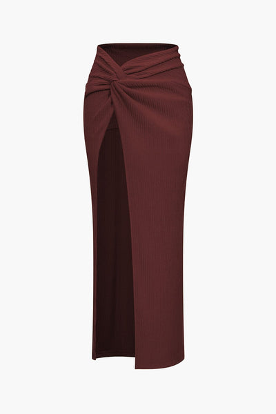 Nadine | Eleganter Twisted-Skirt-Zweiteiler mit Crop-Top