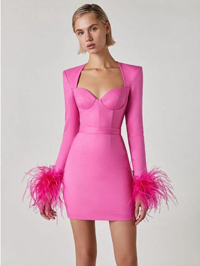 Sofia | Elegantes Minikleid mit Federdetails