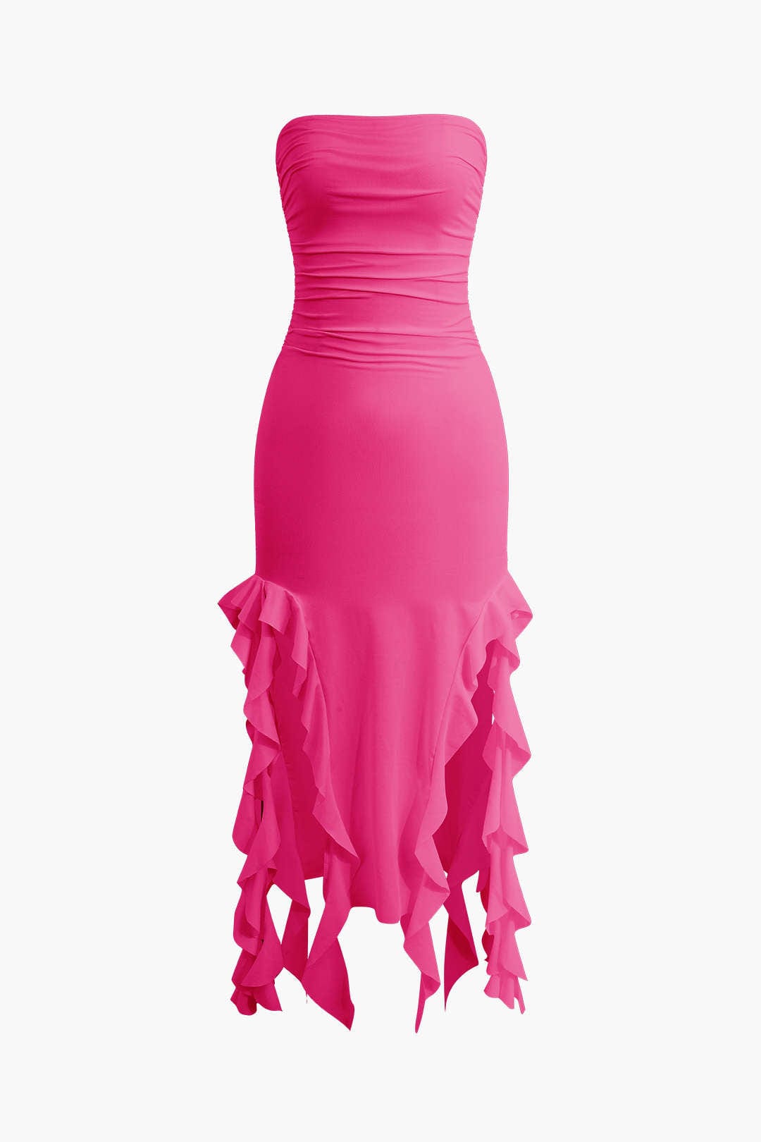 Sofia | Elegantes Bandeau-Maxikleid mit Volant-Details – Zeitlose Raffinesse