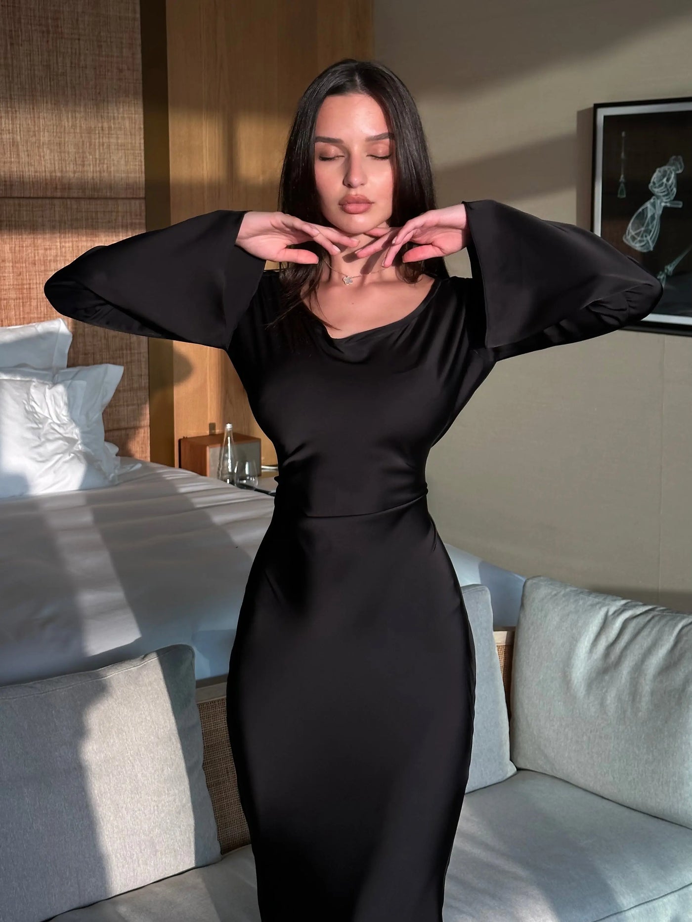 Sophie | Langärmliges Maxikleid – Fließender Schnitt für Eleganz und Komfort Zendoo.de