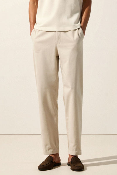 Killian | Beige Herren-Hose mit elastischem Bund und Knopfverschluss