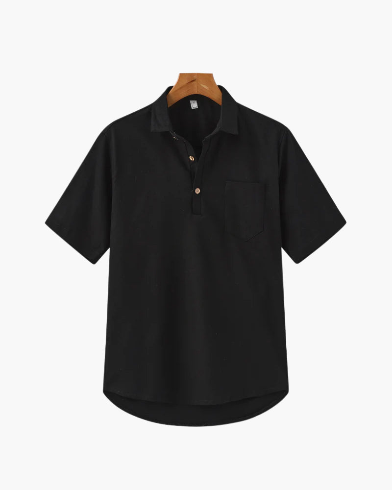 Thiago | Sommer Herren Poloshirt aus Leinen mit Brusttasche