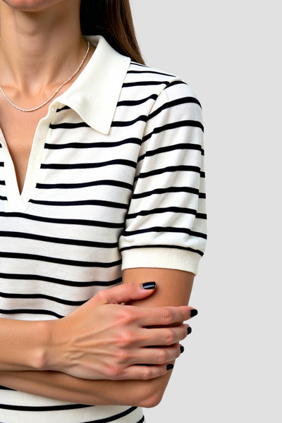 Gestreiftes Poloshirt mit kurzen Ärmeln