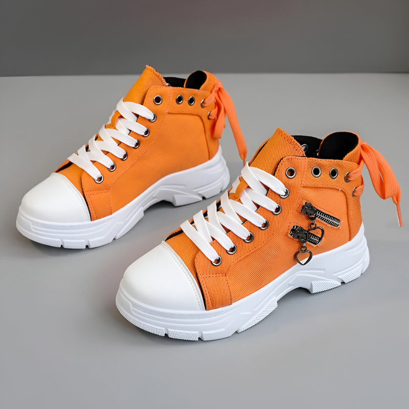 Damen High-Top Sneaker – Jeansblau mit Reißverschluss