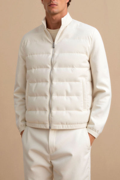 Luca – Moderne Herren-Steppjacke in Cremeweiß und Grau