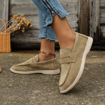 Casual Loafer in Dunkelblauer und Beiger Veloursleder-Optik